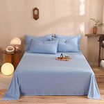 Mengersi Jersey Knit Sheet Set,Bed Sheets,Jersey Sheet Set – Cotton Jersey Flat Sheet,Fitted Sheet,Pillowcases-Deep Pockets (Blue, Twin)