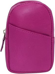 Genuine Leather Zipper Around Cigarette Case Holder and Lighter Pouch for Men & Women 100's (Hot Pink)