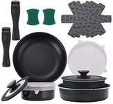 CWFUN 16 Pieces Pots and Pans Set Non Stick, Stackable Removable Handle Cookware Set for Camping Induction Gas RVs