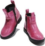 DADAWEN Boys Girls Glitter Ankle Boots Waterproof Kids Cowboy Boots Toddler Chelsea Boots With Side Zipper for Toddler/Little Kid/Big Kid Pink Glitter US Size 3 M Big Kid