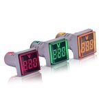 Blackt Electrotech (BT71RYB): 3pcs Digital Display AC Voltage Indicator, 22mm Square Head LED Voltmeter (Green, Red, Yellow) AC 50-500V