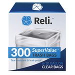 Reli. SuperValue 6-10 Gallon Trash Bags | 300 Count | Can Liners | Clear Multi-Use Garbage Bags