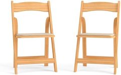 Flash Furniture 2 Pack HERCULES Series Natural Wood Folding Chair with Vinyl Padded Seat