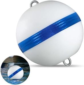 Tellegloww 20" Moor Mooring Buoy for Boat White Ball with Reflective Blue Stripe Attractive Illuminated Buoy