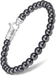 MagnetRX® Hematite Magnetic Bracelet – MAX Strength Magnetic Stones – Elegant Beaded Magnetic Hematite Bracelets for Men and Women (Classic | Small)