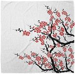 Lunarable Bandana Scarf, Asian Plum Tree Japanese Spring, Black Red, 3 Pack