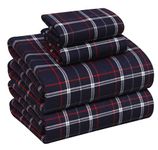 Ruvanti Flannel Sheets Queen Size - 100% Cotton Double Brushed Bed Sheets, Deep Pockets 16 Inches Queen Sheet Set, All Seasons Breathable & Extra Soft - Warm & Cozy, 4 Piece, Yankees Blue