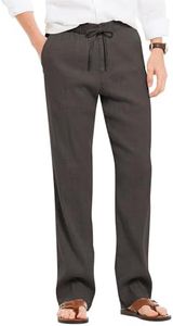 COOFANDY Men Linen Pants Loose Casual Lightweight Elastic Waist Yoga Beach Pants