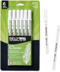 SAKURA Gelly Roll Gel Pens - Medium Tip Ink Pens for Journaling, Art, or Drawing - Classic White Ink - All Are Tip Size Medium 08-6 Pack