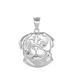 Dazzling 925 Sterling Silver Pug Dog Head Charm Pendant, Sterling Silver