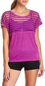 Balanced Tech Women's Burntout Stripe Crew Neck Tee - Purple Cactus - Large