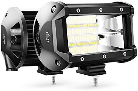 Nilight 18001F-B 2PCS 5Inch 72W Double Row Flood Bar 10800Lumens Driving Fog Led Off Road Lights for Trucks Jeep ATV UTV SUV Boat Marine,2 Years Warranty