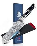 KYOKU Gin Series 7" Santoku Knife, Japanese Chef Knife VG10 Damascus Stainless Steel Kitchen Knife with Silver Ion Blade G10 Handle Mosaic Pin