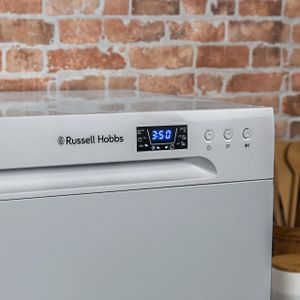 Russell Hobbs Compact Freestanding Dishwasher, 6 Place, Eco Mode, Silver
