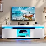 DWVO White TV Stand with LED Lights