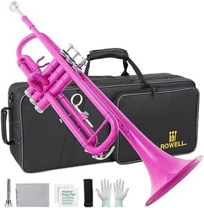 ROWELL Bb Standard Trumpet Professional Brass Trumpets for Beginner Standard Student Trumpet Set with Hard Case, 7C Mouthpiece, Cleaning Kit, Gloves(Purple)