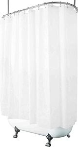 D&M Clawfoot Tub Shower Curtain 180x70 Inch White Liner All Warp Around Extra Wide 36 Metal Hooks Heavy Duty Vinyl Bath Curtain for Clawfoot Stand Up Tub Bathroom PEVA Durable Waterproof Liner