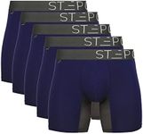 Step One Mens Underwear Boxers 5-Pack - Moisture-Wicking, 3D Pouch + Chafe-Reducing Men's Underwear. Men's Clothing Fabric Made from Organic Bamboo Trunks - Boxer Briefs