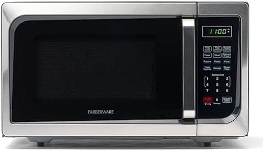 Farberware FM09SSE Classic Countertop Microwave Oven 900-Watt with LED Lighting, Child Lock, Easy Clean Interior, 0.9 Cu. Ft, Stainless Steel