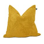 rucomfy Beanbags Soft Corduroy Square Floor Cushion - Use as Large Cushion, Pillow or Extra Seating - Home Living Room Decor or Bedroom Furniture - Machine Washable - L68cm x W68cm (Mustard)