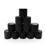 SUPERBE Black Self Adhesive Bandage Tape 5cm x 4.5m, 12 Rolls Cohesive Bandages Wrap, Vet Wrap Sports Bandage Ideal for Sports, First Aid, Knee, Ankle and Wrist (Black)