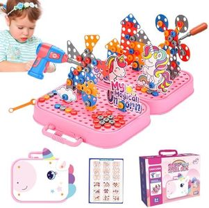 STEM Toys for 3 4 5 6 Year Old, Drill Toy for Kid,Construction Games with Toy Drill,Creative Engineering Building Kits,Kid Tool Set for Toddler Preschool,Educational Toys for Boy and Girl (Unicorn)