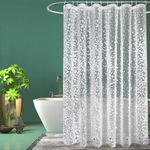 Shower Curtains Mould Proof Resistant, EVA Waterproof Heavy Duty Bathroom Curtains with 5 Magnets, 180 x 180 cm, Cobblestone