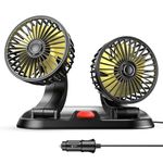 Zmirne 12V Car Fan - Car Dual Headed Fan, Handheld Car Cooling Fan - Brushless Motor (2024 Upgraded Version) - 3 Speed, 360° Rotation, Suitable for SUV, RV, Truck, Passenger Car, Cruise and Lighter