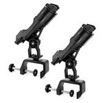 byhsports 2 Pack Fishing Boat Rods Holder, Fishing Pole Rod Racks with 360 Degree Adjustable Large Clamp Opening, for Fishing Boat, Kayaks