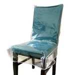 Swanna Plastic Dining Chair Covers with Backrests, PVC Clear Chair Seat Cover, Waterproof Kitchen Protector Chair Slipcover for Party No Dust/Dirt/Spill, Fit W/21 x D/18 Inch (4 Pack)