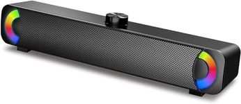 USB Computer Speaker, RGB Desktop Soundbar, Wired Sound Bar with Standard 3.5mm AUX Jack and USB Interface, PC Speakers for Desktop, Laptop, MP4, Plug and Play