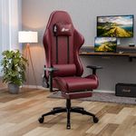 Green Soul Ghost Ergonomic Gaming Chair, Multifunctional Computer Chair with Premium PU Leather Upholstery, 4D Armrest, Integrated Footrest, Sturdy Metal Base& 180° Back Recline Color (WineRed)