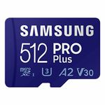 SAMSUNG PRO Plus microSD Memory Card + Adapter, 512GB microSDXC, Up to 180 MB/s, Full HD & 4K UHD, UHS I, C10, U3, V30, A2, for Android Smartphones, Tablets, GoPRO, and DJI Drone (MB MD512SA/AM)