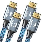 8K HDMI Cable 10 ft 2Pack, CABNEER 48Gbps High Speed HDMI 2.1 Cable, Braided HDMI Cable 2.1 8K 60Hz 4K 120Hz Support for HDR eARC HDCP 2.2/2.3, HDMI Cord Compatible with HDTV, Laptop, Monitor, PC