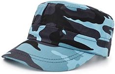 UltraKey Flat Top Baseball Cap, Men Women Cotton Baseball Twill Army Millitary Hat Cap Blue