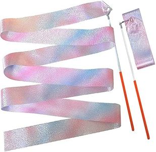 2pcs Nastro ritmica,Nastro ginnastica ritmica bambina,Nastri da Ballo,Nastro ginnastica ritmica,con Impugnatura Antiscivolo,Ginnastica Ritmica Bacchetta,per Bambini Danza Artistica Ginnastica,2m