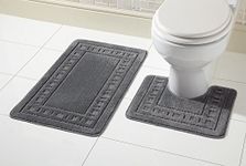 Olivia Rocco Miami 2 Piece Bath Mat & Pedestal Set, Non Slip Bathroom Set (Dark Grey)