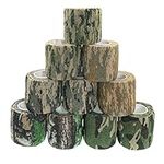 JZK 10 rolls self adhesive camouflage bandage, non-woven elastic stealth camo tape, stretchy cohesive camouflage tape for hunting gear, rifle, SLR camera lens, shotgun, telescope