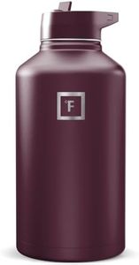 IRON °FLASK Camping & Hiking Hydration Flask with Straw, Wide Mouth Insulated Stainless Steel Sports Water Bottle - Burgundy 64 oz - Straw (1 Lid)