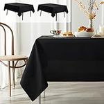 MYSKY HOME 2 Pack Black Table Cloths Rectangular Nappe de Table Rectangulaire Table Cloth Machine Washable Polyester Table Cover for Dining Buffet Parties Picnic Events Weddings, 60x102 Inch