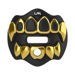 Loudmouth Football Mouth Guard - 3D Chrome Grillz Football Mouthpiece, Fits Adult & Youth, Mouth Guard Football Accessories (3D Grillz - Chrome Black/Gold)