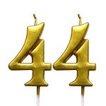 MAGJUCHE Gold 44th Birthday Numeral Candle, Number 44 Cake Topper Candles Party Decoration for Women or Men