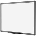 VIZ-PRO Magnetic Drywipe Whiteboard 90 x 60 cm, Dry Erase White Board with Black Aluminium Frame and Pen Tray