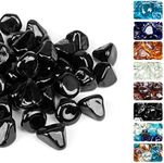 GRISUN Onyx Black Fire Glass Diamonds for Fire Pit, 1 Inch High Luster Reflective Tempered Glass Rocks for Natural or Propane Fireplace, Safe for Outdoors and Indoors Firepit Glass, 10 Pounds