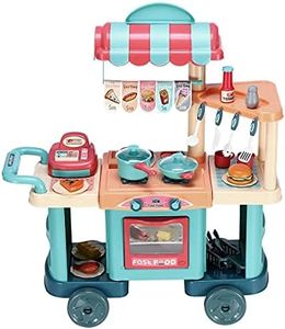 60 Accessories Kids Kitchen Pretend Play Cart Set Children Toddler Play Food Toy