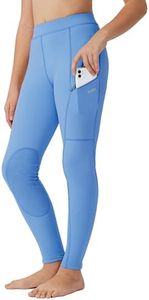 Willit Girls Horse Riding Pants Tights Kids Equestrian Breeches Knee-Patch Youth Schooling Tights Zipper Pockets Sky Blue XS