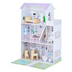 Olivia’s Little World Giant Doll House with 16 Dolls Accessories, Wooden Dolls House with Furniture, 3 Storey, Kids Dollshouse for 12 Inch/30cm Dolls, Age 3 Years+
