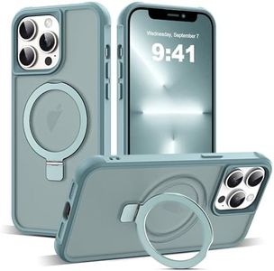 SKYLMW Compatible with iPhone 12 Pro Max Case & iPhone 13 Pro Max Case with Invisible Magnetic O-Ring Stand Case for iPhone 12 & 13 Pro Max 6.7" [Compatible with MagSafe][Great Grip Feeling], Blue