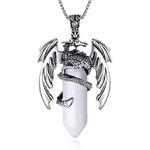 MAIBAOTA Dragon Pendant Necklaces for Men Women Clear Quartz Crystal Pointed Necklace Natural Healing Crystal Stones Reiki Quartz Gemstone Jewelry