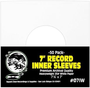 Square Deal Recordings & Supplies 7" Record Paper Inner Sleeves - White Archival Acid Free - #07IW - 50 Sleeves